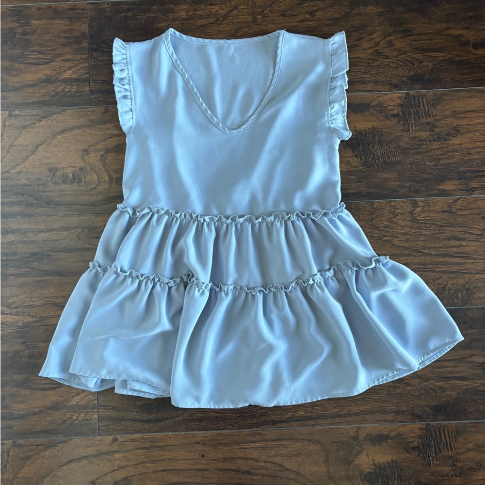 SHEIN Medium Blue Top With Ruffles